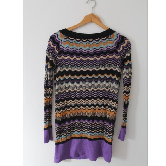 M Missoni Merino Wool Blend Zip Zag Long Sleeve Tunic Knit Top Size EU 44 - Picture 3 of 8